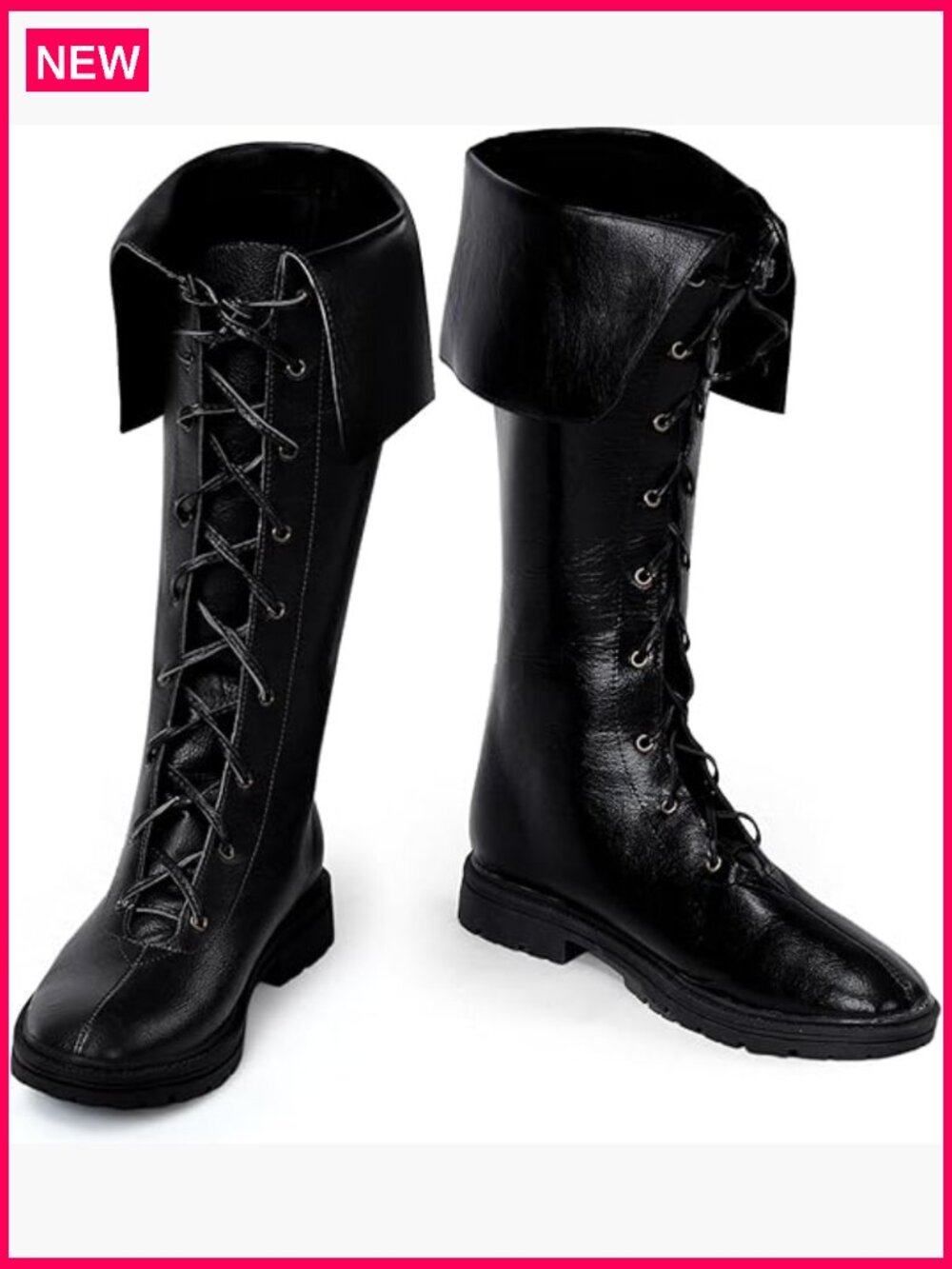 Medieval Renaissance Boots Pirate Costume Viking Gothic Leather High Tube Tied